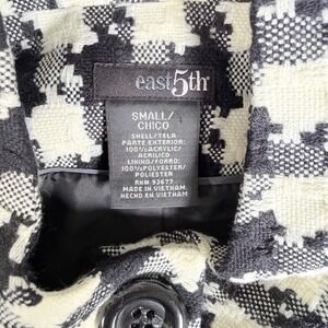 East5th Womens Small Houndstooth Blazer Jacket Black White Textured Button Front